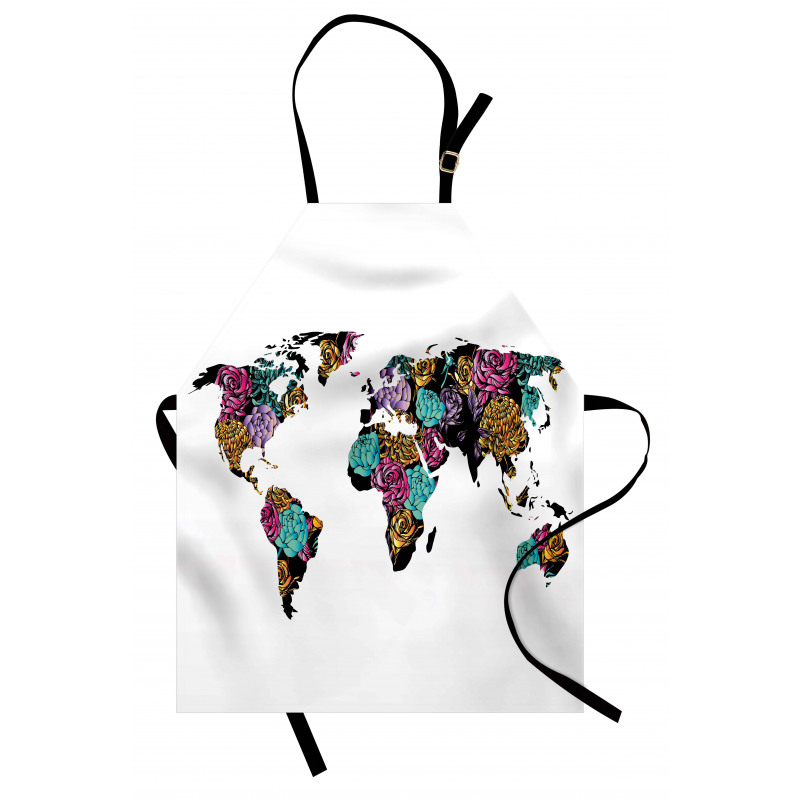 World Map Flowers Apron