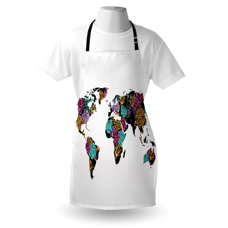 World Map Flowers Apron