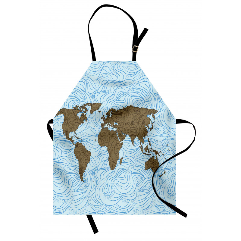 Map with Waves Apron