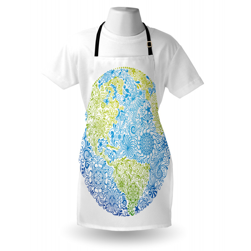 Harita Mutfak Önlüğü Çiçekli Yıldızlı Dünya