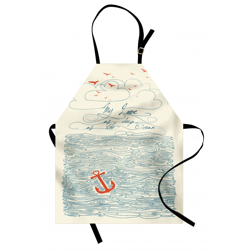 Birds and Waves Message Apron