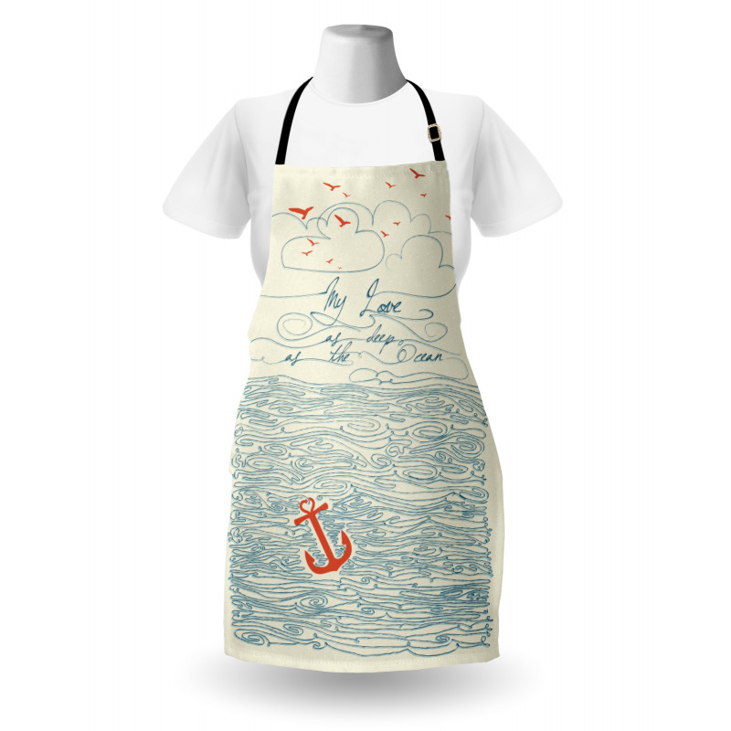 Birds and Waves Message Apron