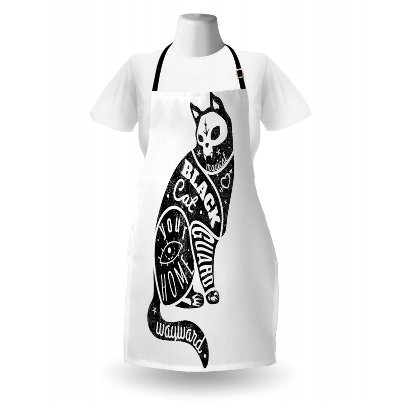 Magic Skull Cat Drawing Apron