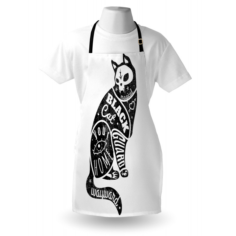 Magic Skull Cat Drawing Apron