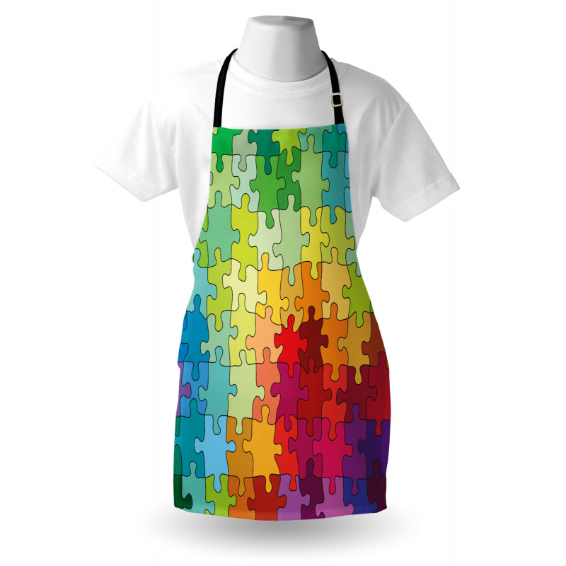 Çocuklar için Mutfak Önlüğü Rengarenk Puzzle Desenli