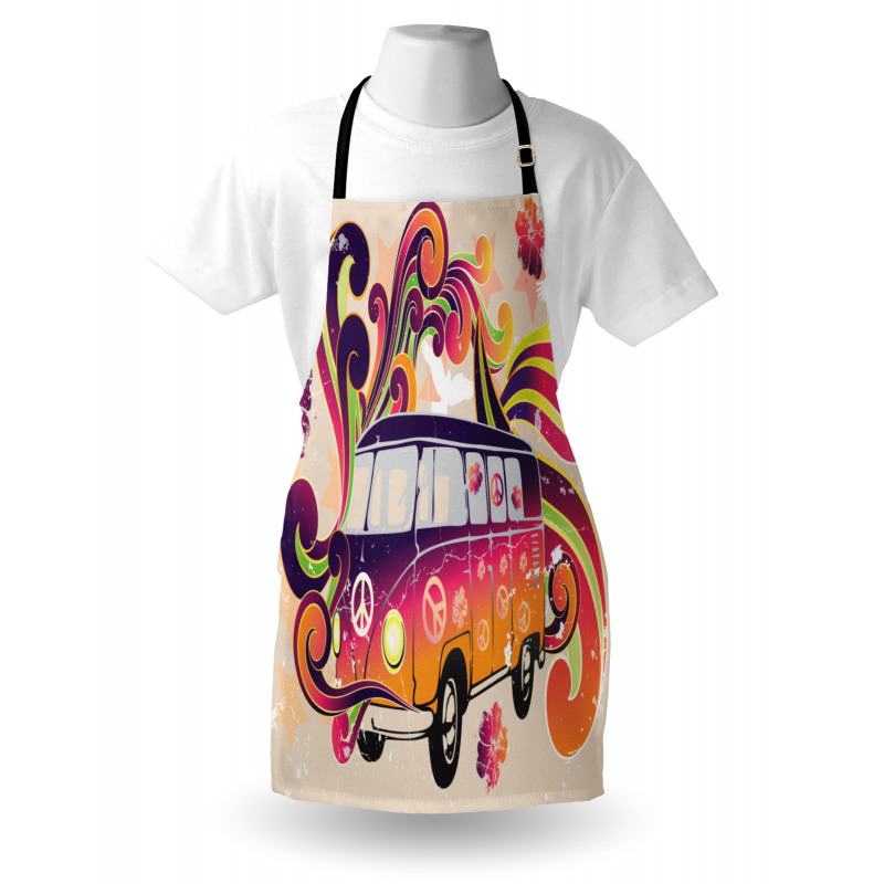 Hippi Mutfak Önlüğü Minibüs Desenli
