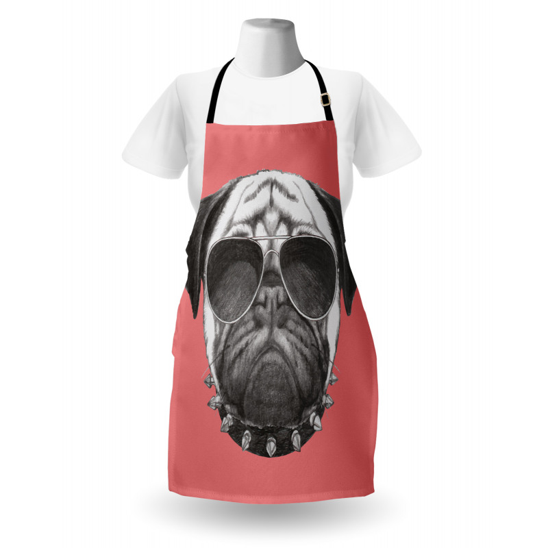 Pug Dog Sunglasses Colar Apron