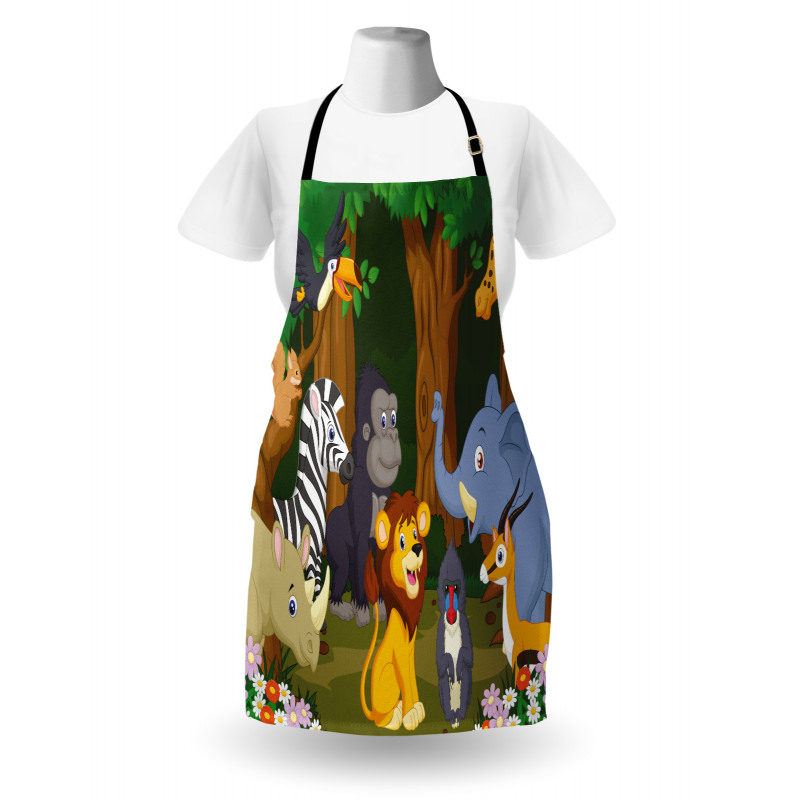 Cartoon Elephant Lion Apron