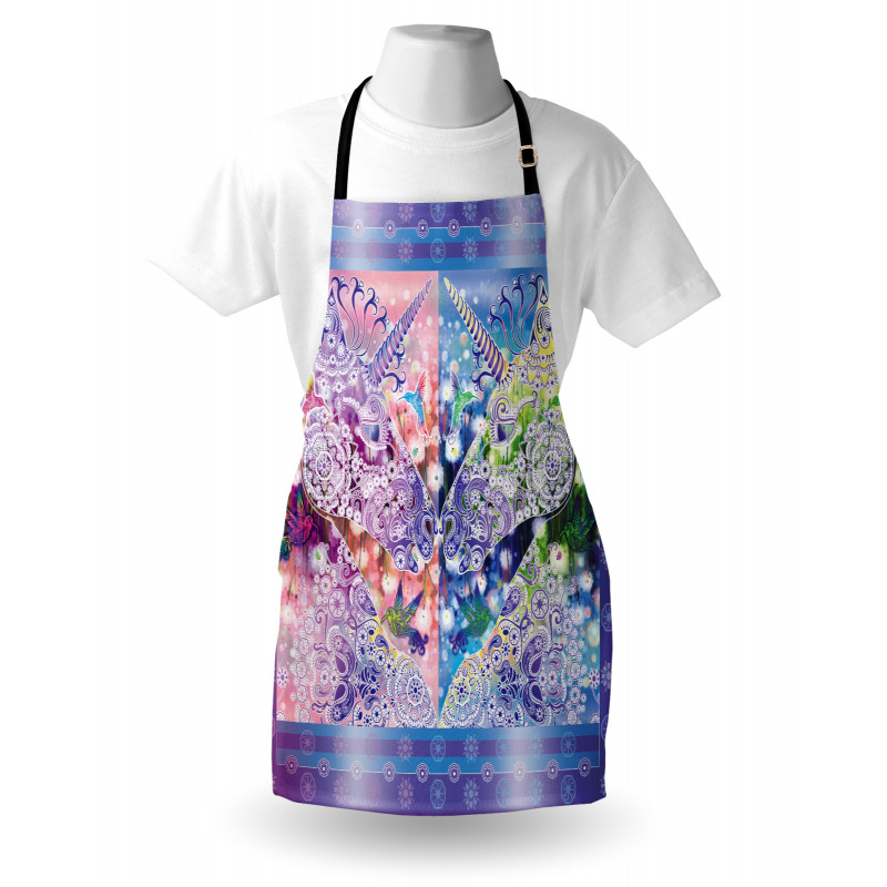 Myhtical Horses Floral Apron