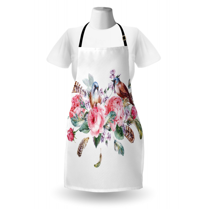 Vintage Roses Birds Apron