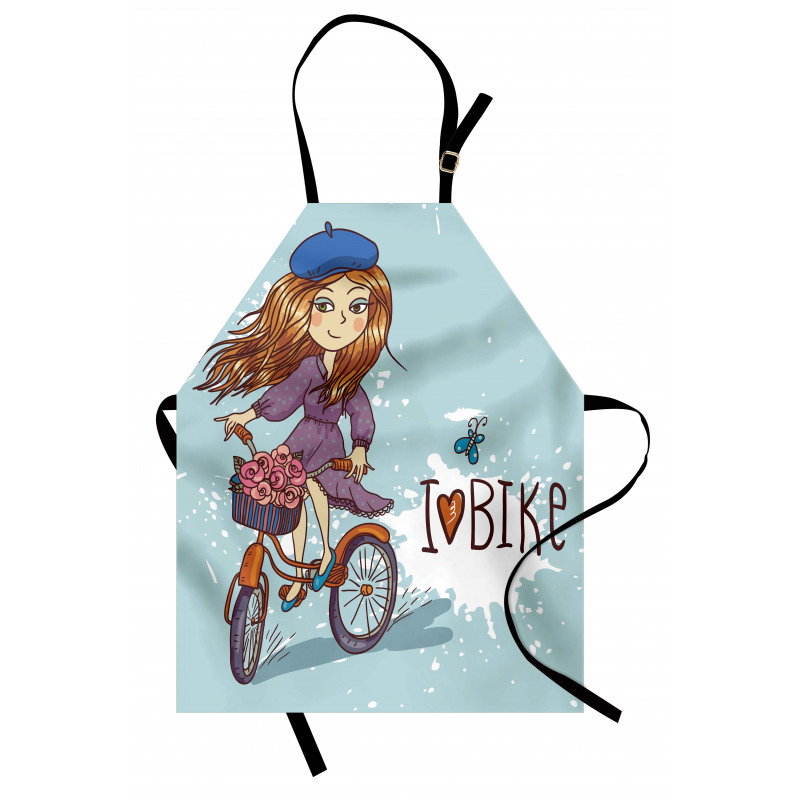 Cartoon Girl with Bike Apron