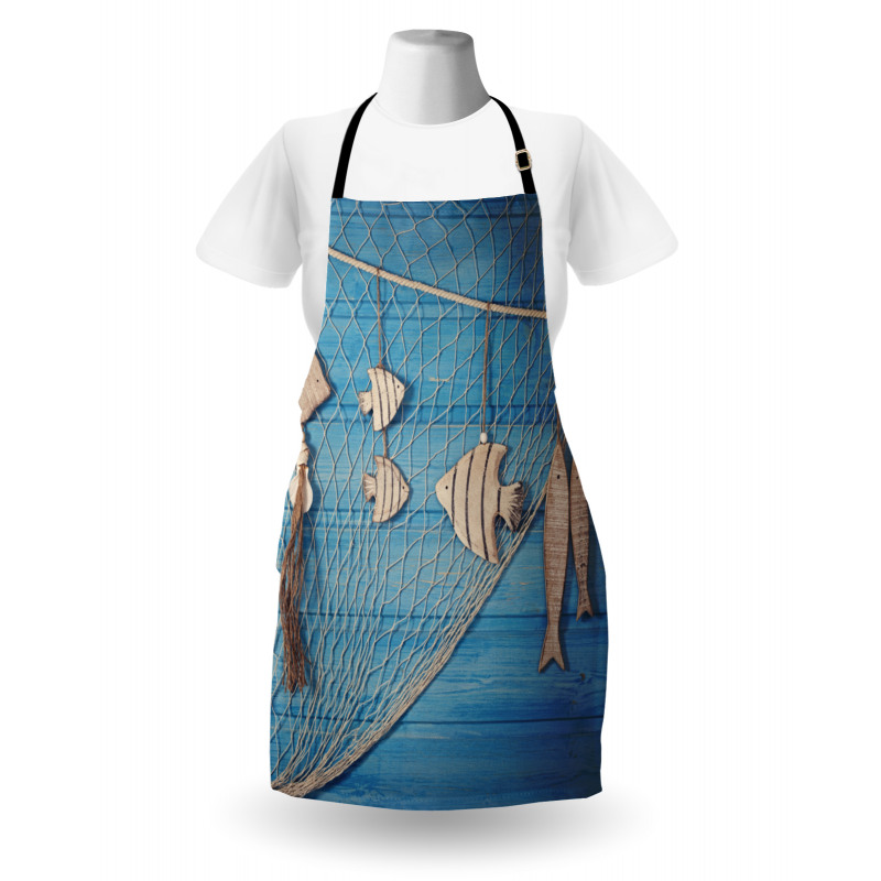 Wooden Fish Shell on Net Apron