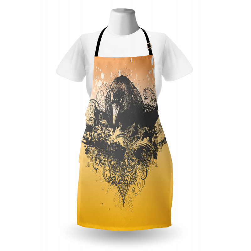 Wicked Crow and Flowers Apron