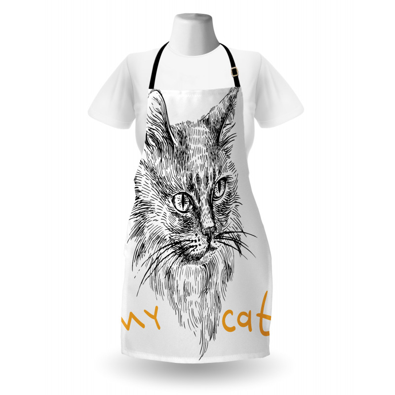 Hand Drawn Cat Apron