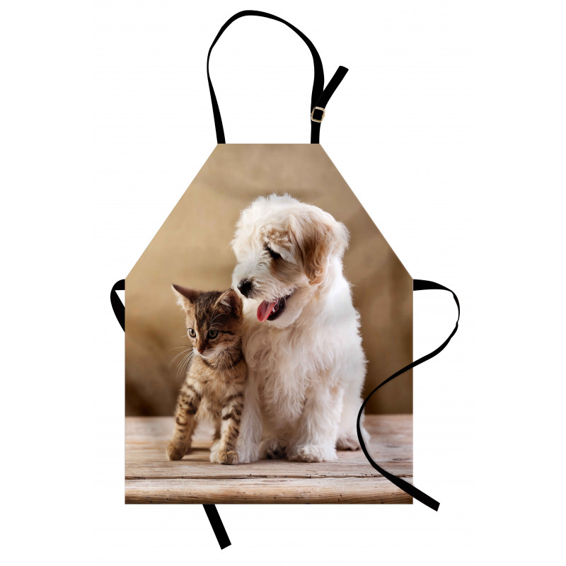 Hayvan Deseni Mutfak Önlüğü Sevimli Kedi ve Köpek Arkadaşlığı 