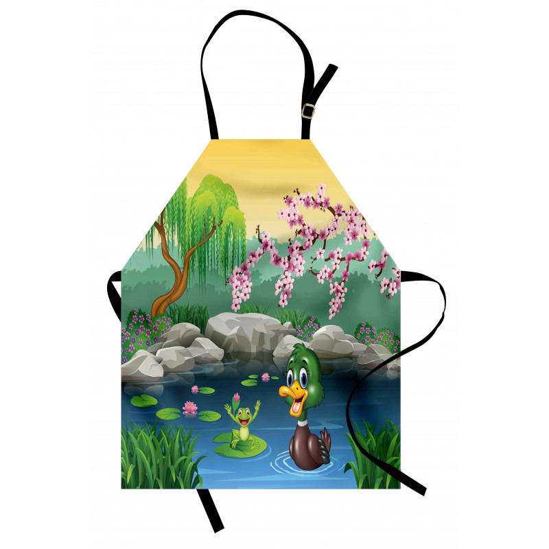 Duck and Frog in a Lake Apron