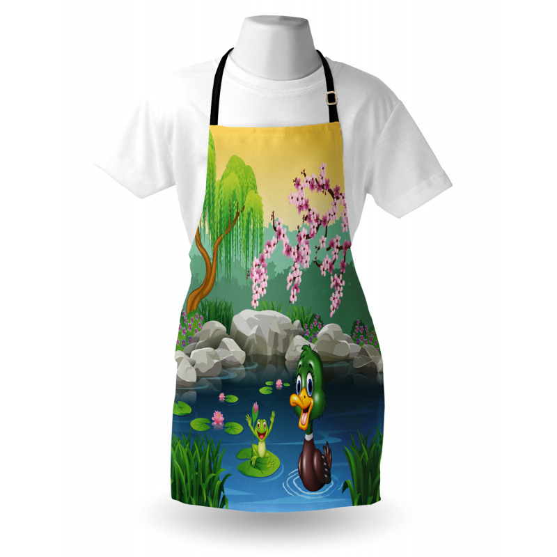 Duck and Frog in a Lake Apron