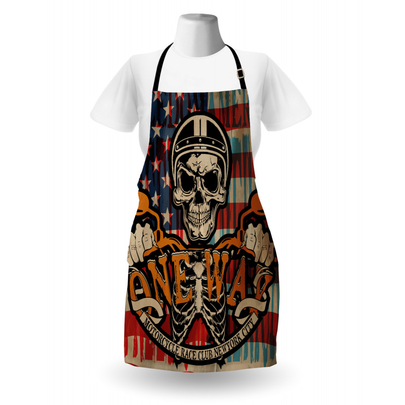 Biker Skull American Flag Apron