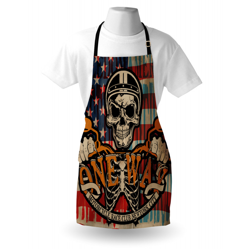 Biker Skull American Flag Apron