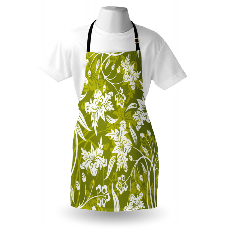 Green Flower Pattern Apron