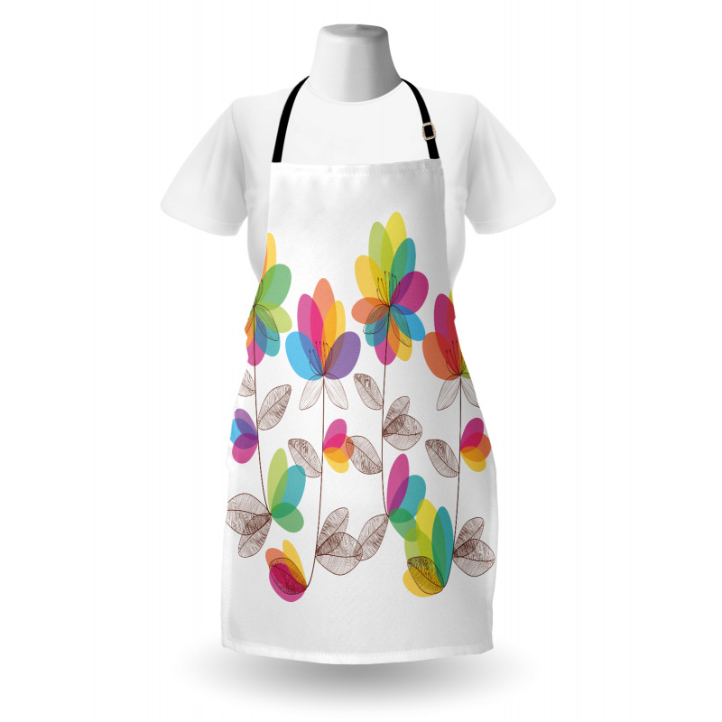 Colored Blooming Flowers Apron