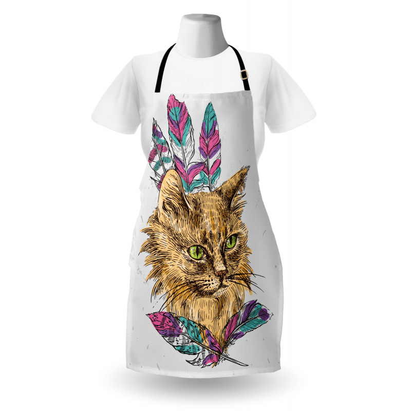 Cat with Colorful Feathers Apron