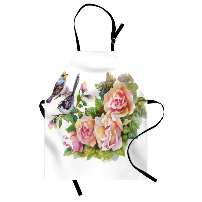 Wild Exotic Birds Roses Apron