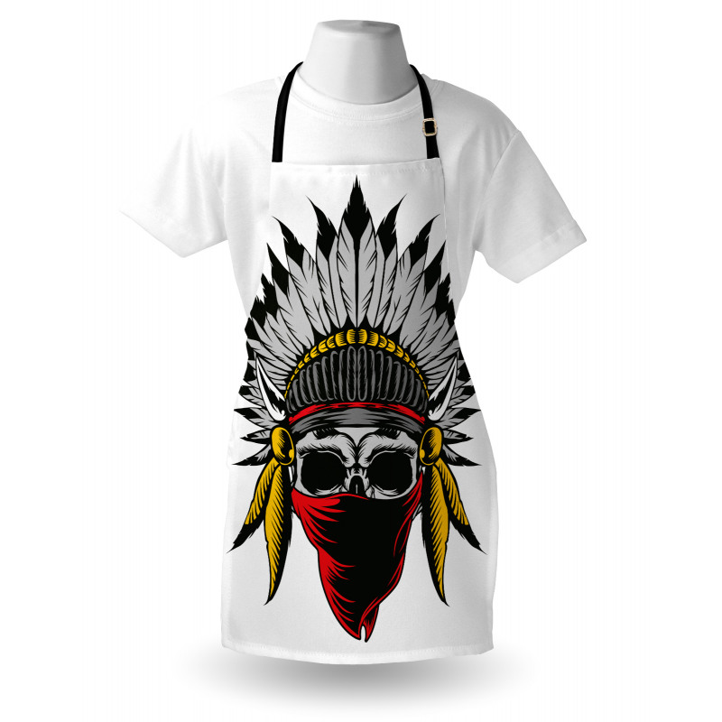 Skull with Feathers Veil Apron