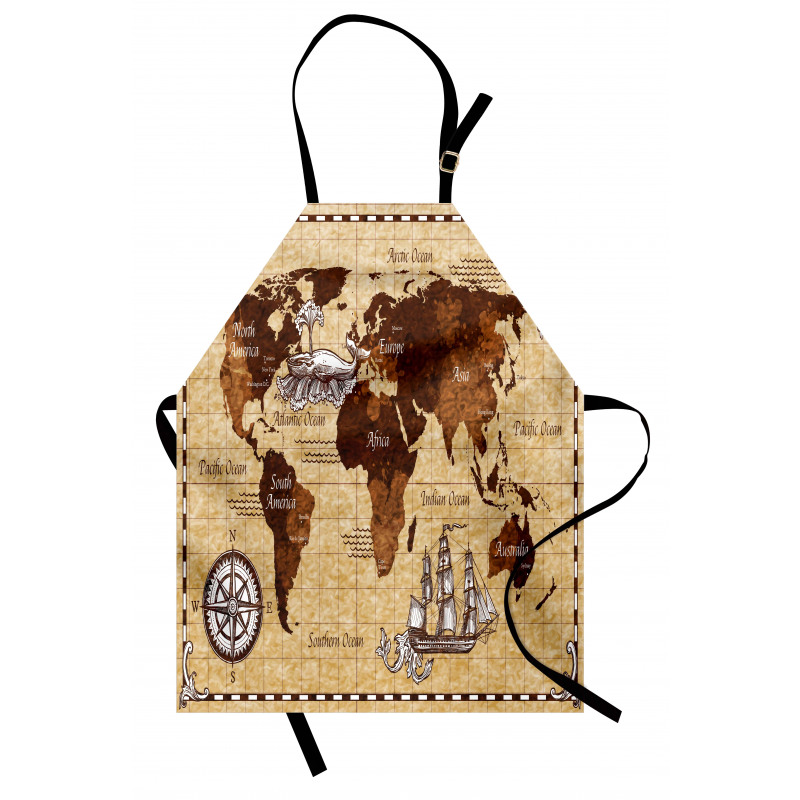 Retro Sketch World Map Apron