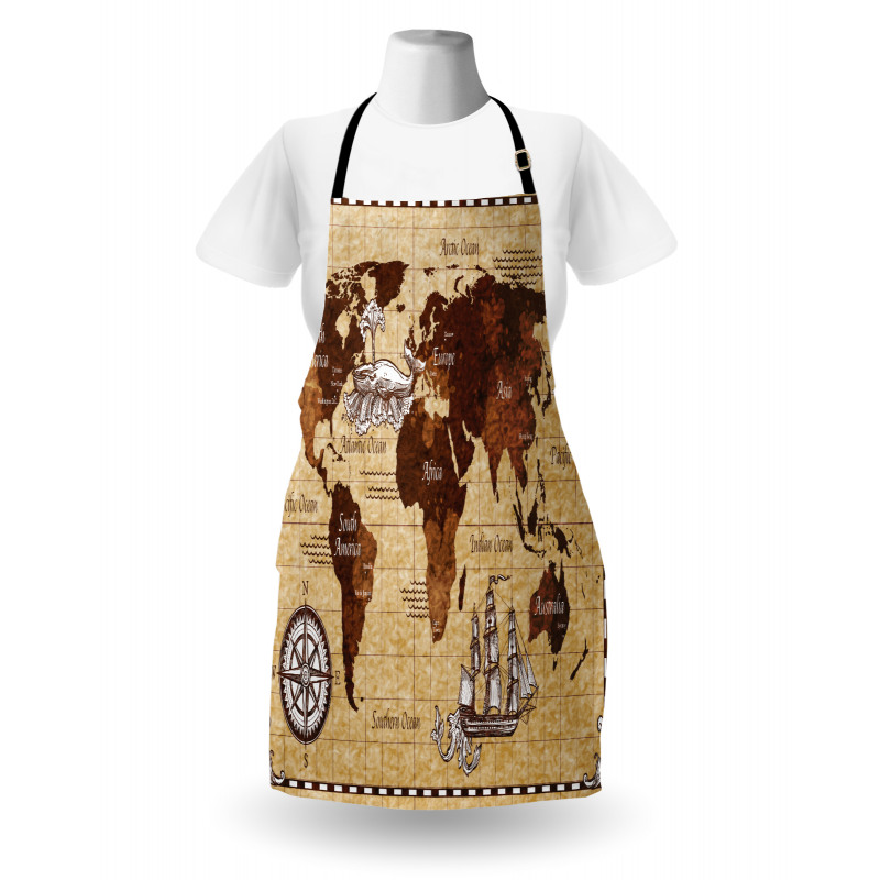 Retro Sketch World Map Apron