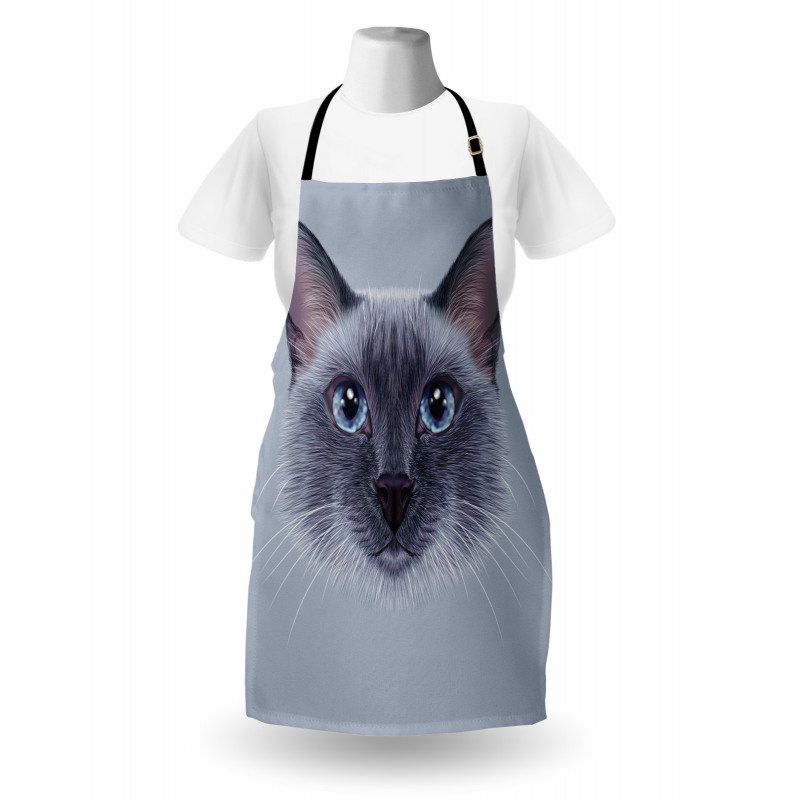 Hayvan Deseni Mutfak Önlüğü Mavi Gözlü Kedi Desenli