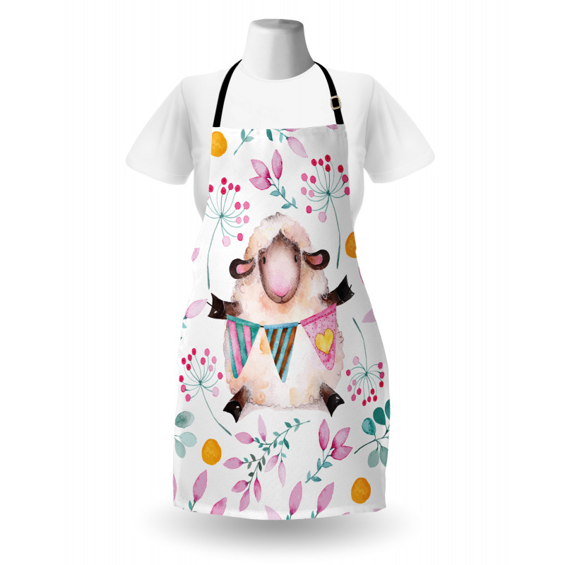 Watercolor Cartoon Sheep Apron