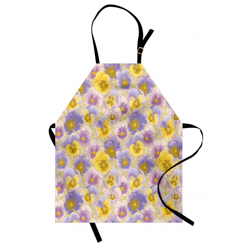 Hand Drawn Pansy Garden Apron