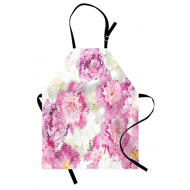 Mosaic Peony Flowers Art Apron