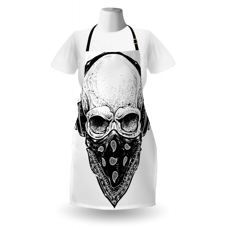 Gothic Skull Headphones Apron