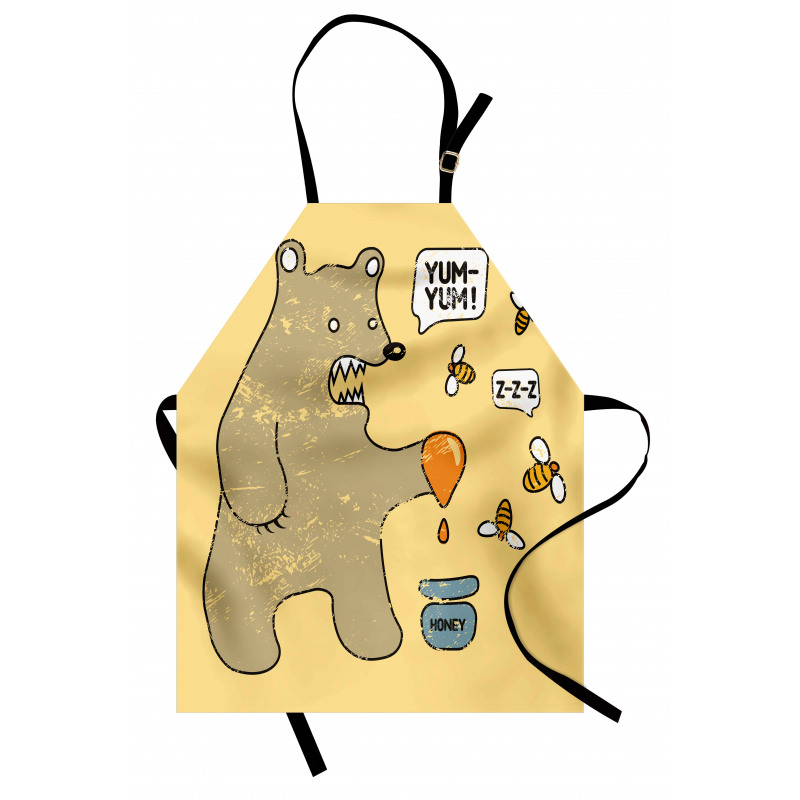 Bear Bees Honey Comic Apron