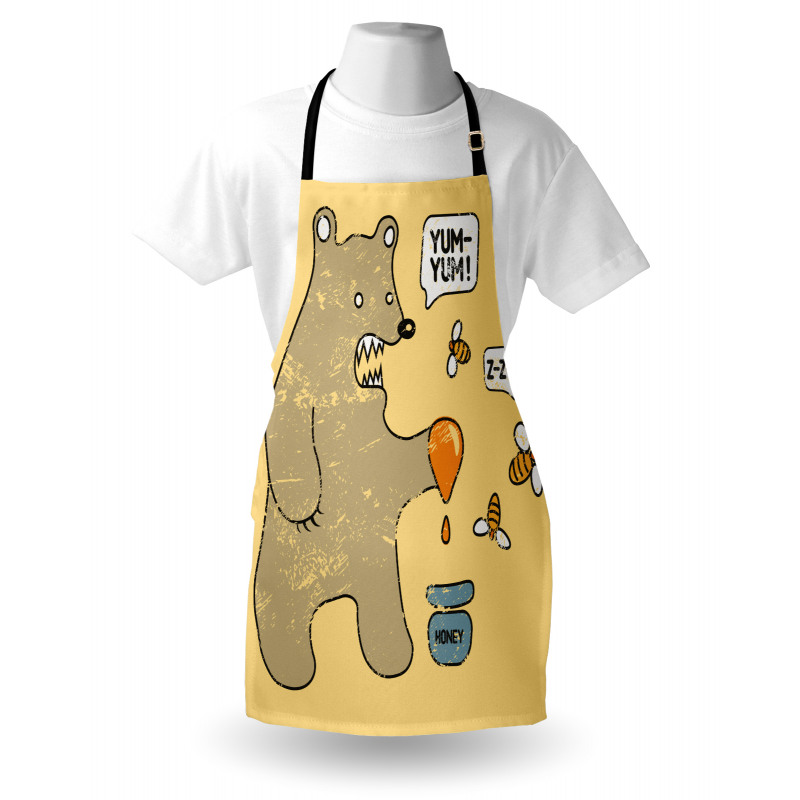 Bear Bees Honey Comic Apron