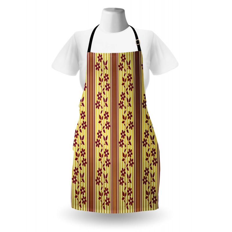 Red Flowers on Stripes Apron