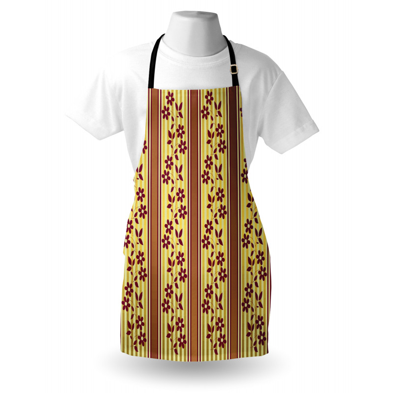 Red Flowers on Stripes Apron