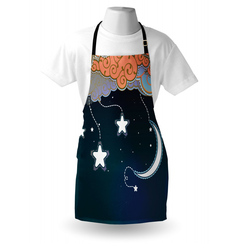 Clouds Stars and Moon Apron