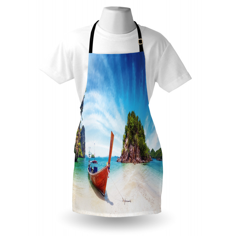 Doğa Sanatı Mutfak Önlüğü Kumsalda Tekne