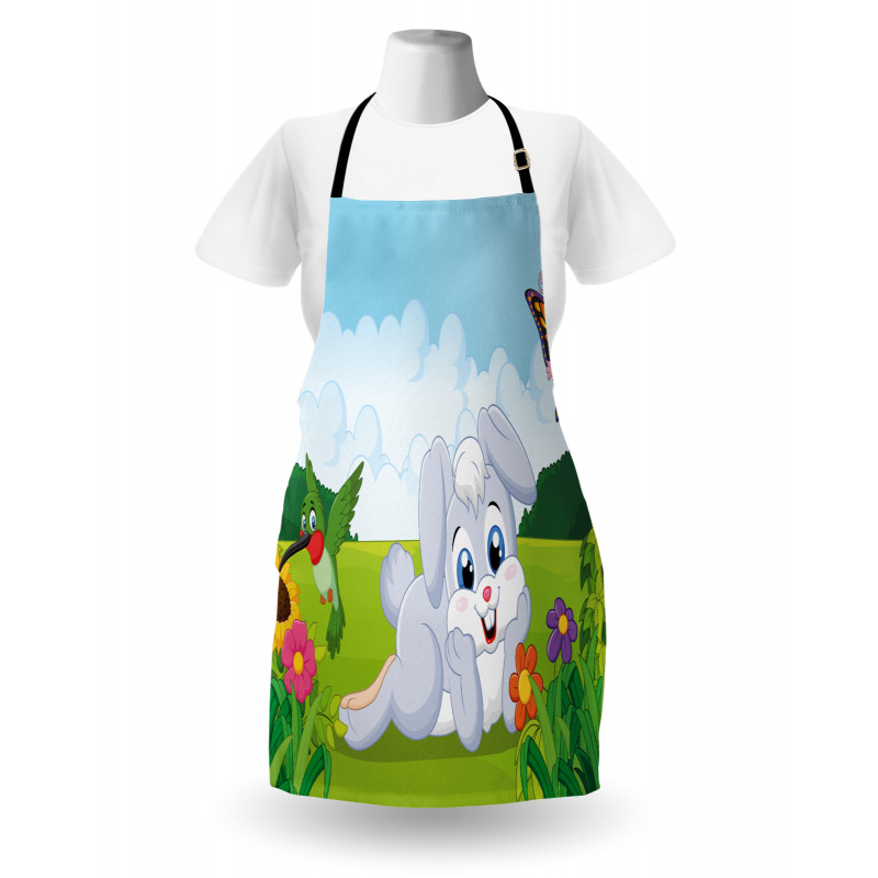 Rabbits Grass Bees Apron