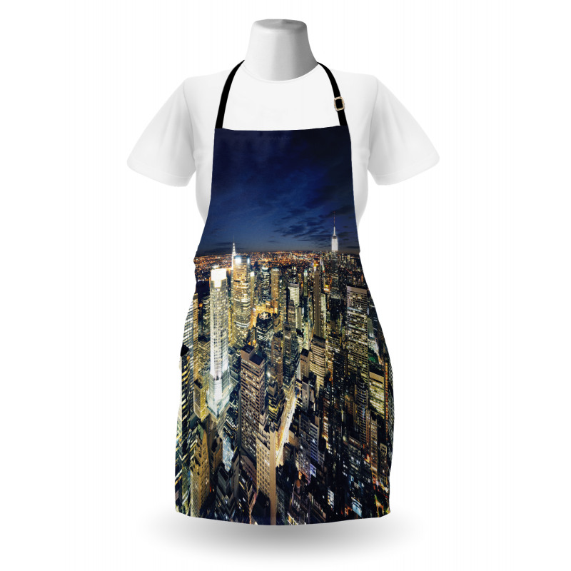 Modern Cityscape at Night Apron