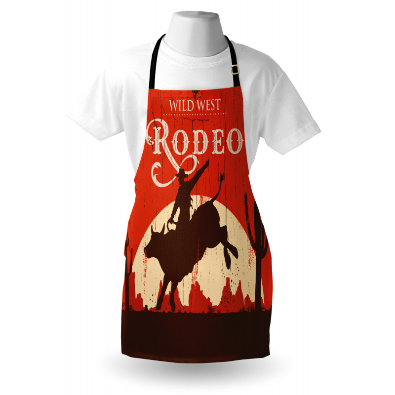 Rodeo Cowboy Rides Bull Apron