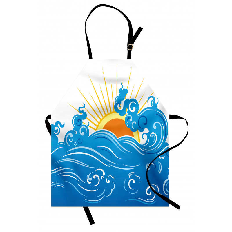 Curved Ocean Waves Sun Apron