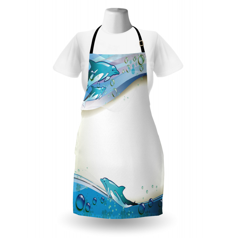 Dolphins Sea Waves Drops Apron