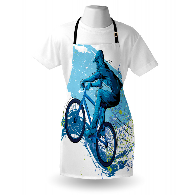 Spor Mutfak Önlüğü Mavi Bisikletli Adam