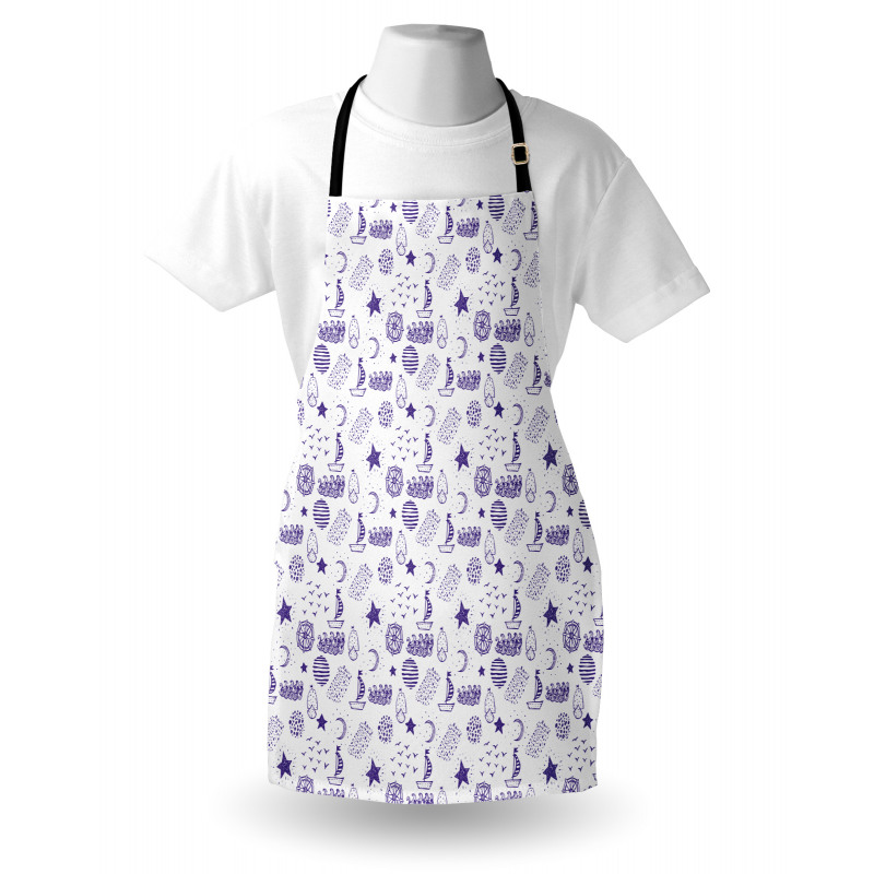 Boat Star Gulls Moon Shell Apron