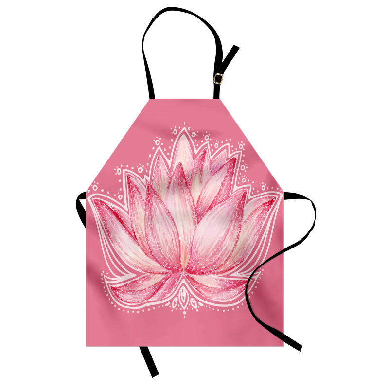 Lotus Mutfak Önlüğü Pembe Nilüfer Desenli
