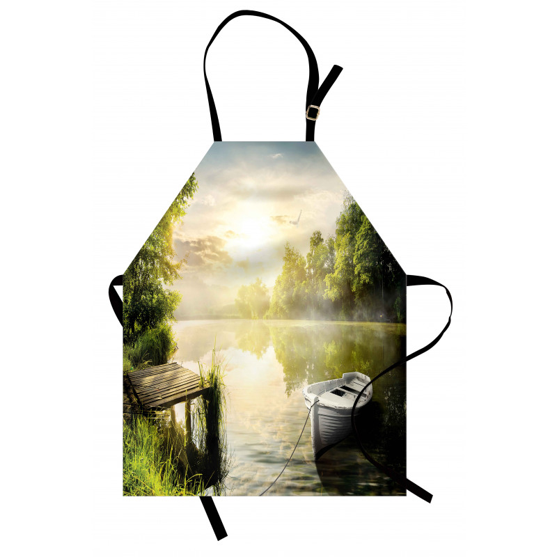 Boat by Foggy Lake Deck Apron